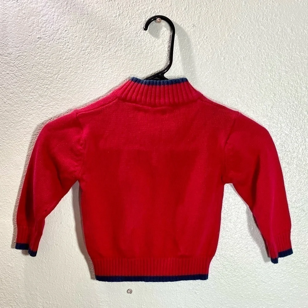 DKNY red knit 3/4 zip toddlers sweater size 2T